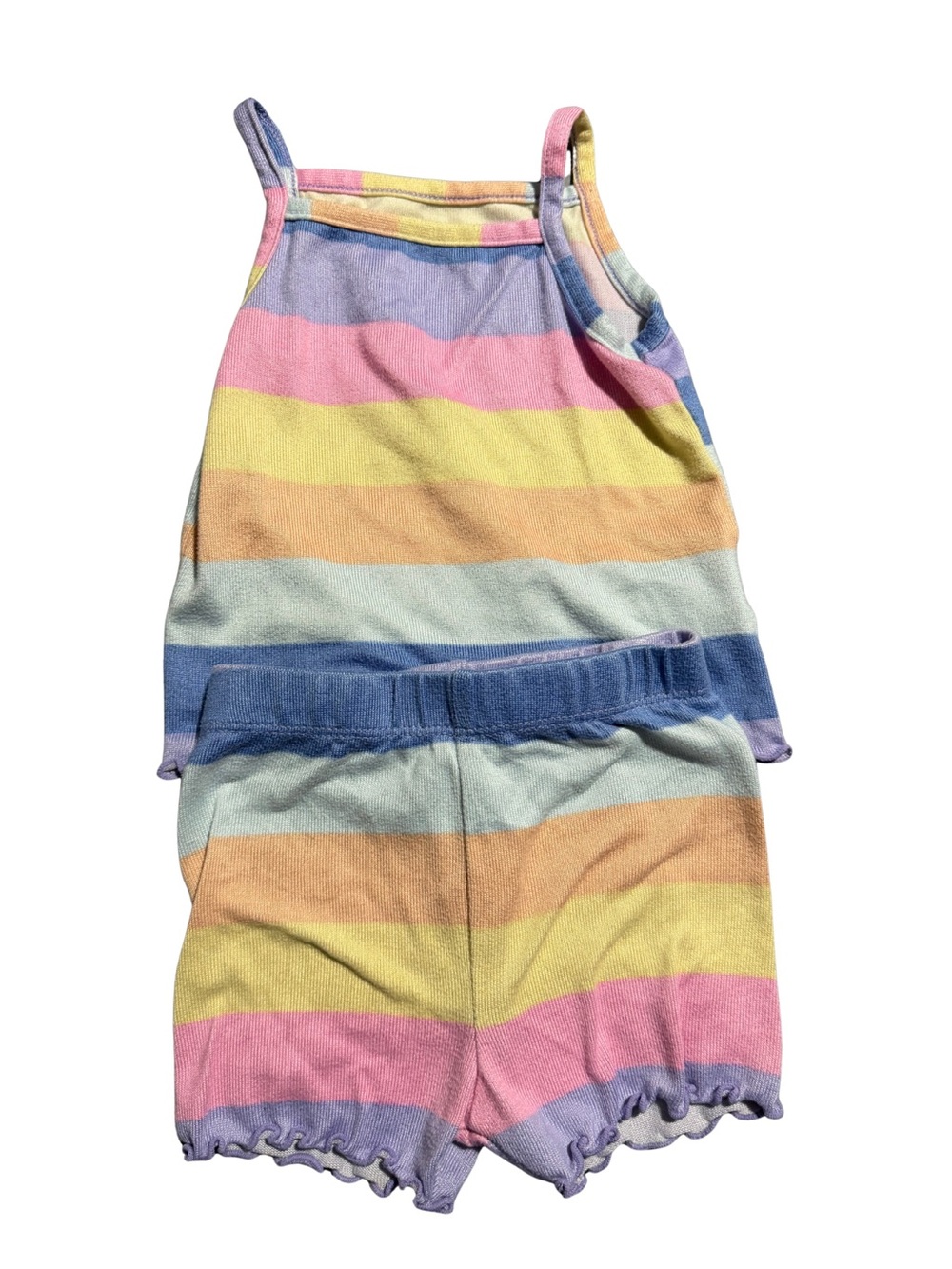 wonder nation Pastel Striped Tank & Shorts Set - Pink, Yellow, Blue, Purple